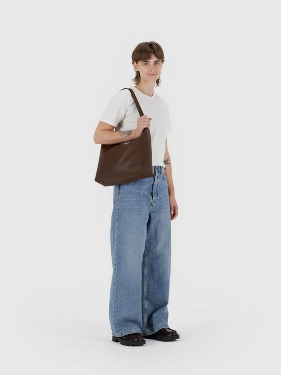 Baggu Recycled Leather Shoulder Bag in Brown
